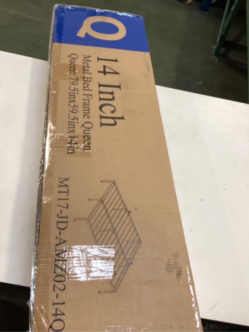 QFTIME 14" Queen Metal Bed Frame with Steel Slats, Heavy Duty Mattress Foundation