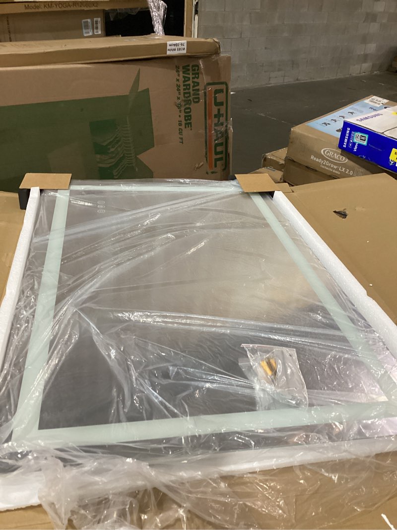 Condition photo showing New/Like New for led bathroom mirror with lights 24"x36", wall-mounted vanity mirrors front & backlit separate light control stepless dimmable anti-fog memory 3 color temperatures shatter-proof tempered glass 24"l x 36"w