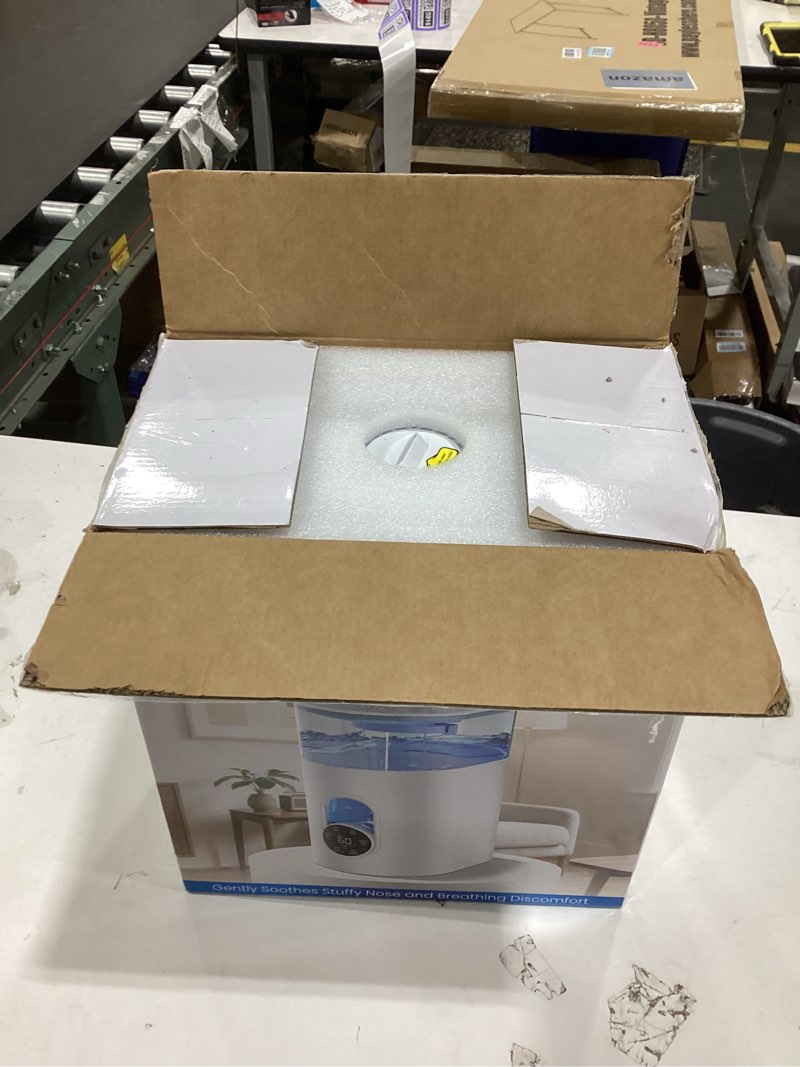 Condition photo showing Good Condition for Humidifiers for Bedroom Large Room Home - GloryAir 6L Quiet Top Fill Cool & Warm Mist Humidifier with Smart Humidity Control, Remote Control, 7-Color Light, Humidistat, Oil Diffuser for Plants & Baby White
