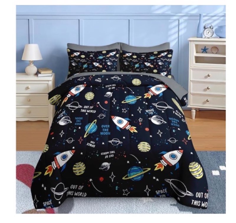 Nesker Comforter Set Twin Size, Computer Games Doodles 5 Pcs Bedding for Kids Teens, Gamer Gaming Black Bedding Set with Pillowcase & Sham (Similar to the stock photo)