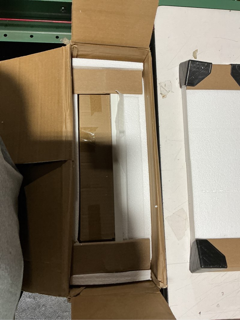 Condition photo showing New/Like New for small vanity desk with mirror and lights, makeup vanity with storage drawer, 2 shelves and 3 compartments - white