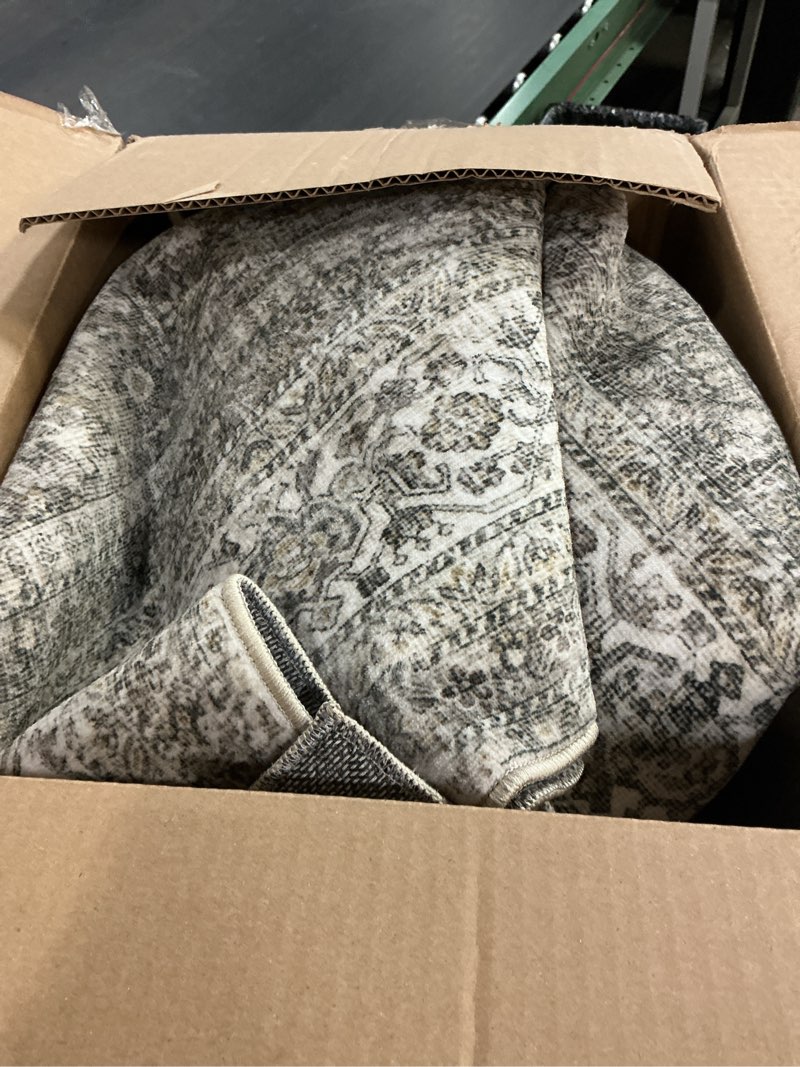 Condition photo showing As Is for washable area rugs for living room: 6x9 bedroom rug boho vintage area rug stain resistant non slip low pile lightweight soft carpets for dining room kitchen nursery kids room farmhouse 6' x 9' (rectangular) vintage grey beige