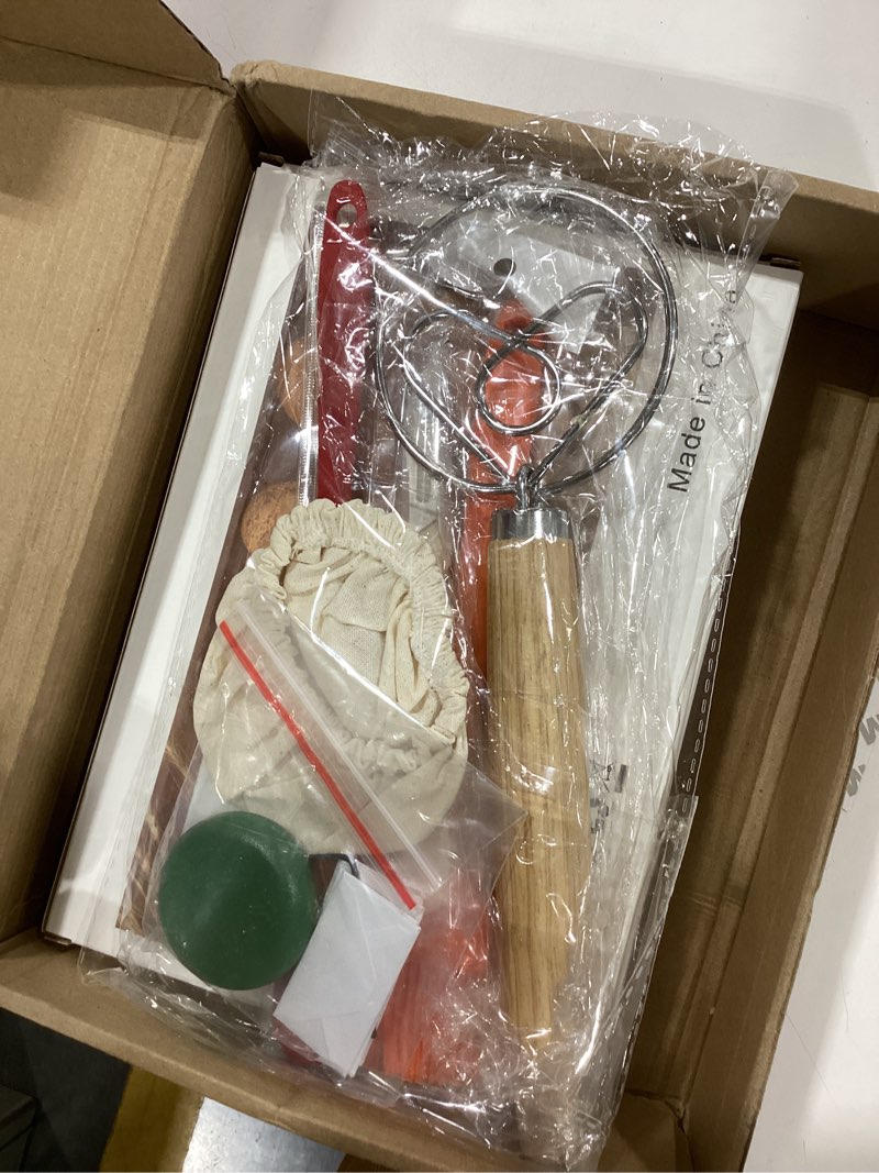 Condition photo showing Good Condition for breadcraft sourdough bread proofing basket set, complete sourdough bread baking kit, non-stick silicone banneton basket (pack of 2) with bread lame,dough whisk, scraper & silicone mat
