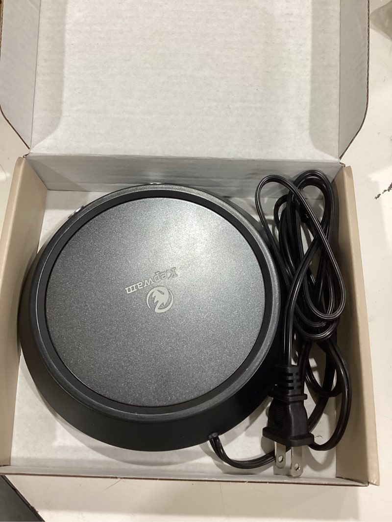Condition photo showing New/Like New for kepwam coffee mug warmer - 50w electric coffee warmer for desk 3 temp settings & 2-9 timer smart cup warmer for desk candle warmer plate with led lights beverage tea milk warmer for home & office black