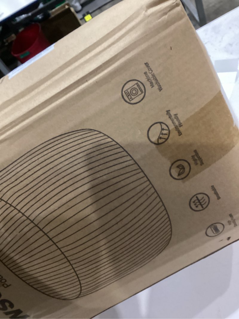 Condition photo showing Good Condition for Small Pouf Ottoman Foot Rest Footstool and Ottomans Small for Couch Foot Stools for Living Room Boho Couch Ottoman White Beige Pouf Ottomans 26x18 Foot Rest Poufs Round Stool 26"D x 26"W x 18"H Beige