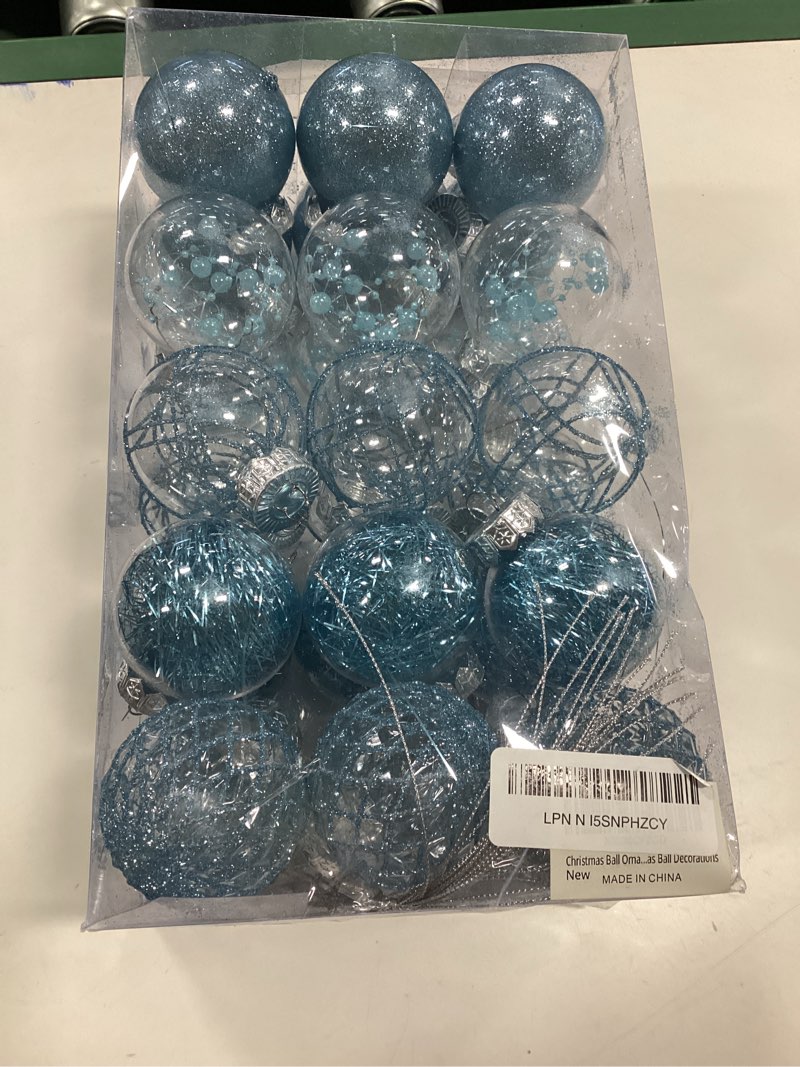 Christmas Ball Ornaments, 30ct 2.36 Inch Blue Christmas Ornaments for Xmas Tree Shatterproof Clear Plastic Pet Xmas Ornaments for Holiday Wedding Party Gift for Christmas Tree Decorations