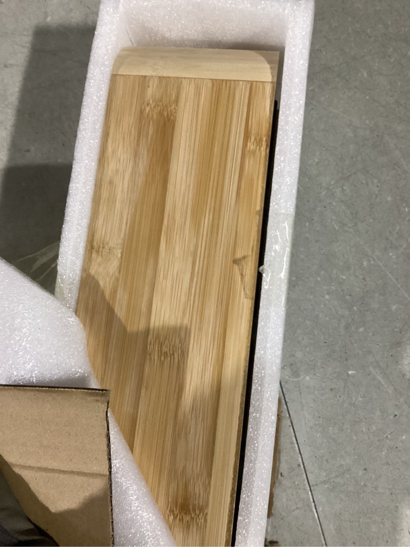 Condition photo showing Good Condition for Coat Rack Wall Mount Solid Bamboo Shelf with Hidden Hooks Modern Coat Hanger with Storage Entryway Organizer for Clothes, Keys, Bags & Hat Purse Holder for Apartment, Natural