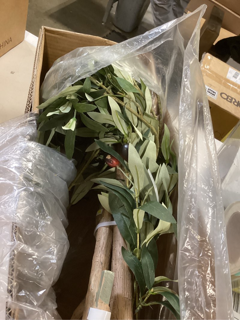 Condition photo showing Good Condition for artificial olive tree for living room decor, 6ft bendable fake plants artificial indoor, faux silk plant fake trees in potted with oliver branch leaves and fruits for modern home house office décor