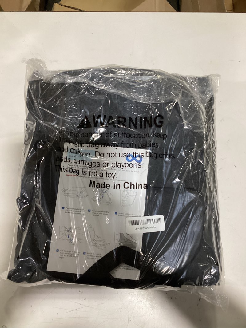 Condition photo showing New/Like New for Everlasting Comfort Stadium Seats with Back Support - Adjustable Memory Foam Bleacher Chairs with Back and Cushion, Portable, Easy Folding Stadium Seat Cushion with Storage Pocket 01. Black