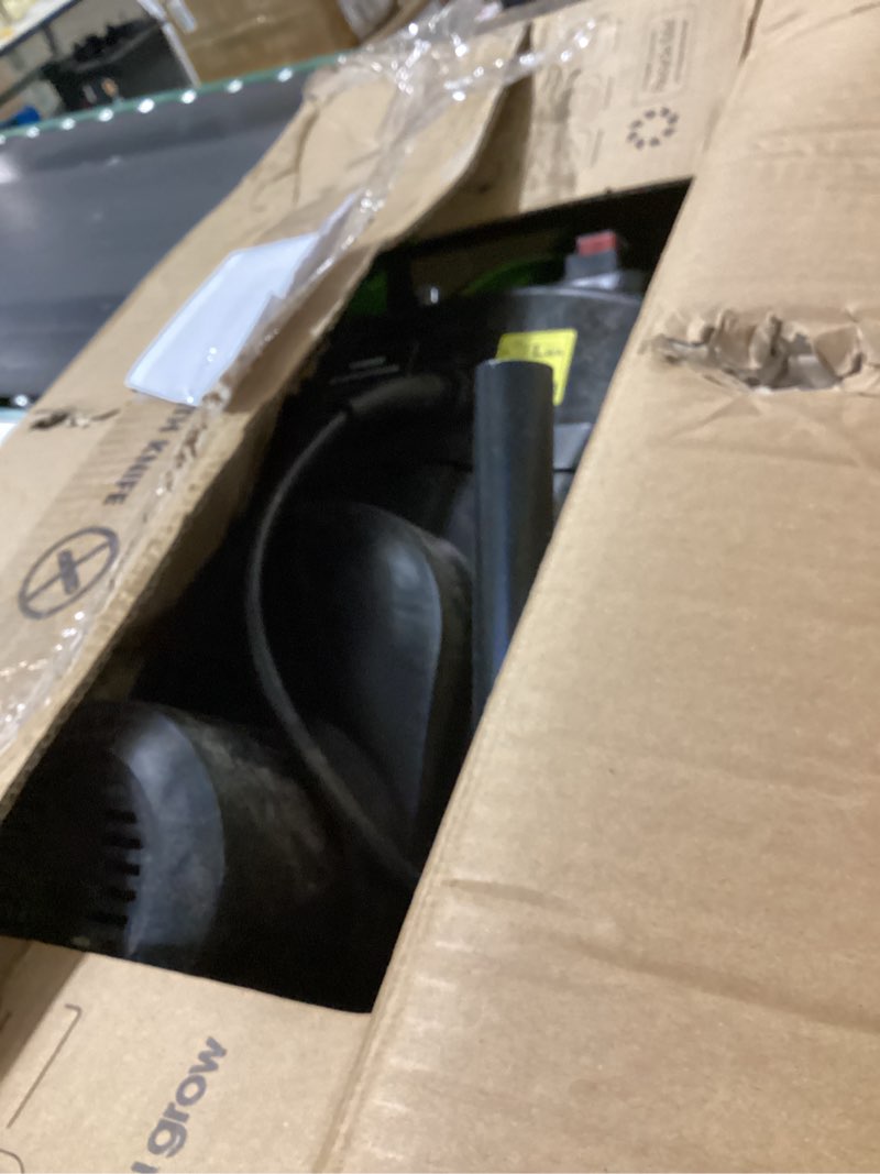 Condition photo showing As Is for vivosun 15-amp electric wood chipper shredder with 1.57" hopper & 50l collection bag, includes plunger, extra carbon blades, safety goggles & gloves for yard waste, branches, and leaves (green)