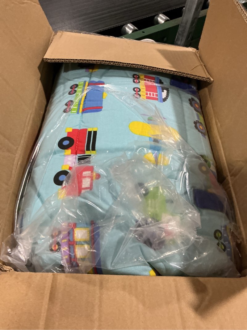 Condition photo showing Good Condition for wildkin original nap mat with reusable pillow for boys & girls, perfect for elementary daycare sleepovers, features hook & loop fastener, cotton blend materials nap mat (trains, planes, and trucks)