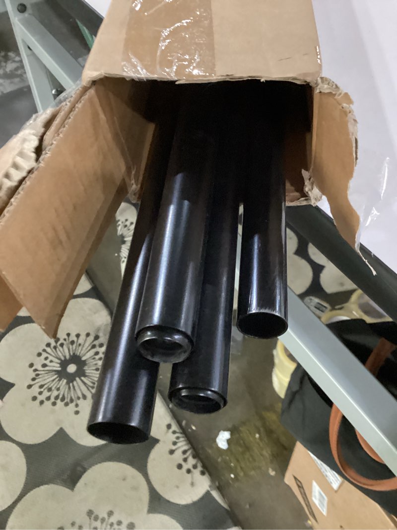 Condition photo showing As Is for ivilon window curtain rod end cap - 1 inch pole. 120 to 240 inch. black 120 to 240 in.