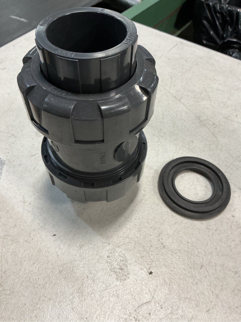 Condition photo showing Good Condition for true union check valve, 1-1/2'' pvc check valve, 1pcs upvc combination check valve, heavy duty ball check valve, with slip full port, slip x slip connection,for fluid systems backflow prevention
