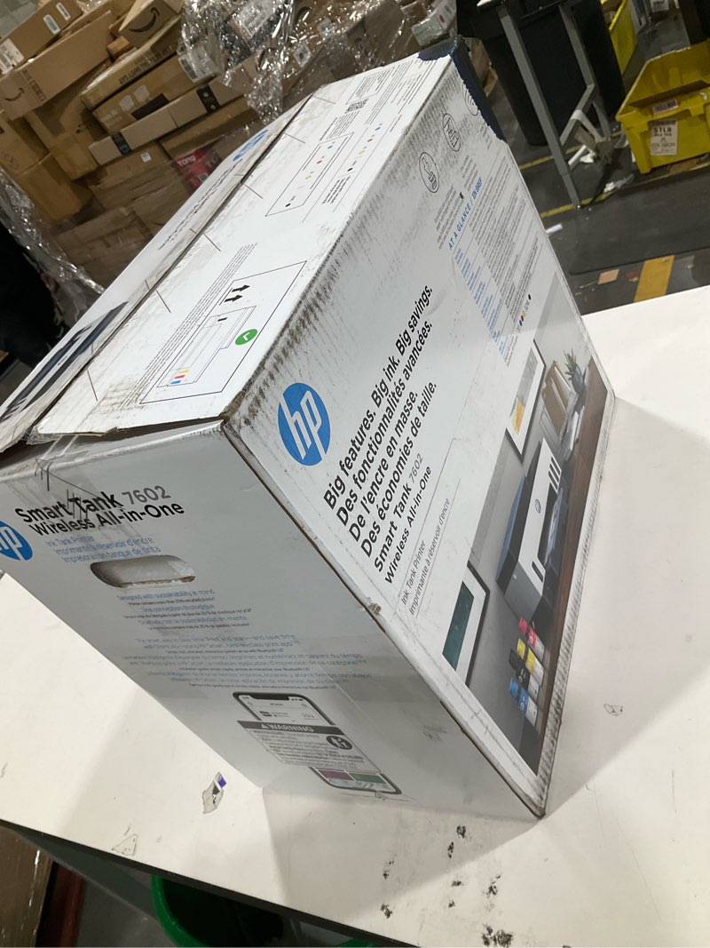 Condition photo showing As Is for HP Smart Tank 7602 Wireless All-in-One Ink Tank Printer, Scanner, Copier with 2 Years of Ink Included, Best-for-Home Office, Cartridge-Free Refillable, AI-Enabled (28B98A)
