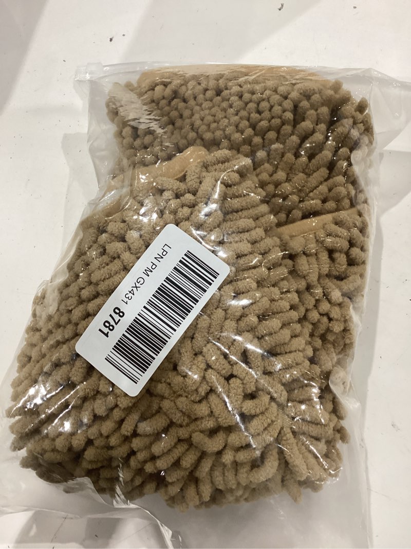 Condition photo showing Good Condition for reyox chenille half circle bathroom rug, non slip water absorbent bath mat, washable bath rugs for bathroom floor bathtub beige 1.3 x 2.0 feet 16" x 24" (half circle) beige