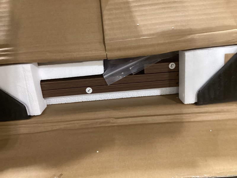 Condition photo showing As Is for (Carton 1)COOLBEBE Washer Dryer Countertop, Wood Washer Dryer Topper with Edge, 54\" W x 27.5\" D Washer and Dryer Covers for The Top for Laundry Room Organization, Walnut