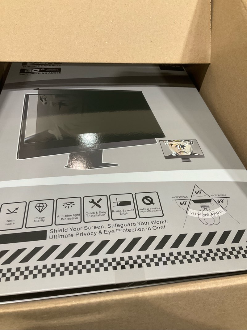 Condition photo showing Good Condition for magnetic monitor privacy screen for 24 inch flat computer 16:9 aspect ratio, 24in removable anti glare filter, blue light blocking privacy shield eye comfort, hanging anti spy desktop pc protector 24'' privacy filter (16:9)