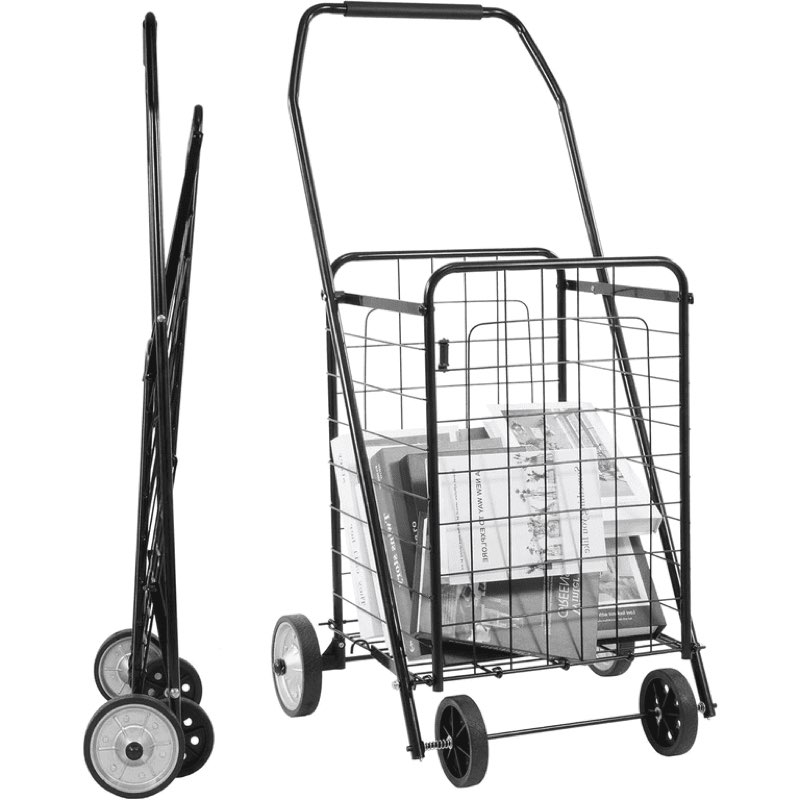 balancefrom utility cart with wheels, foldable shopping cart, holds up to 90 lbs, durable grocery utility cart, compact portable & easy storage, suitable for shopping, laundry