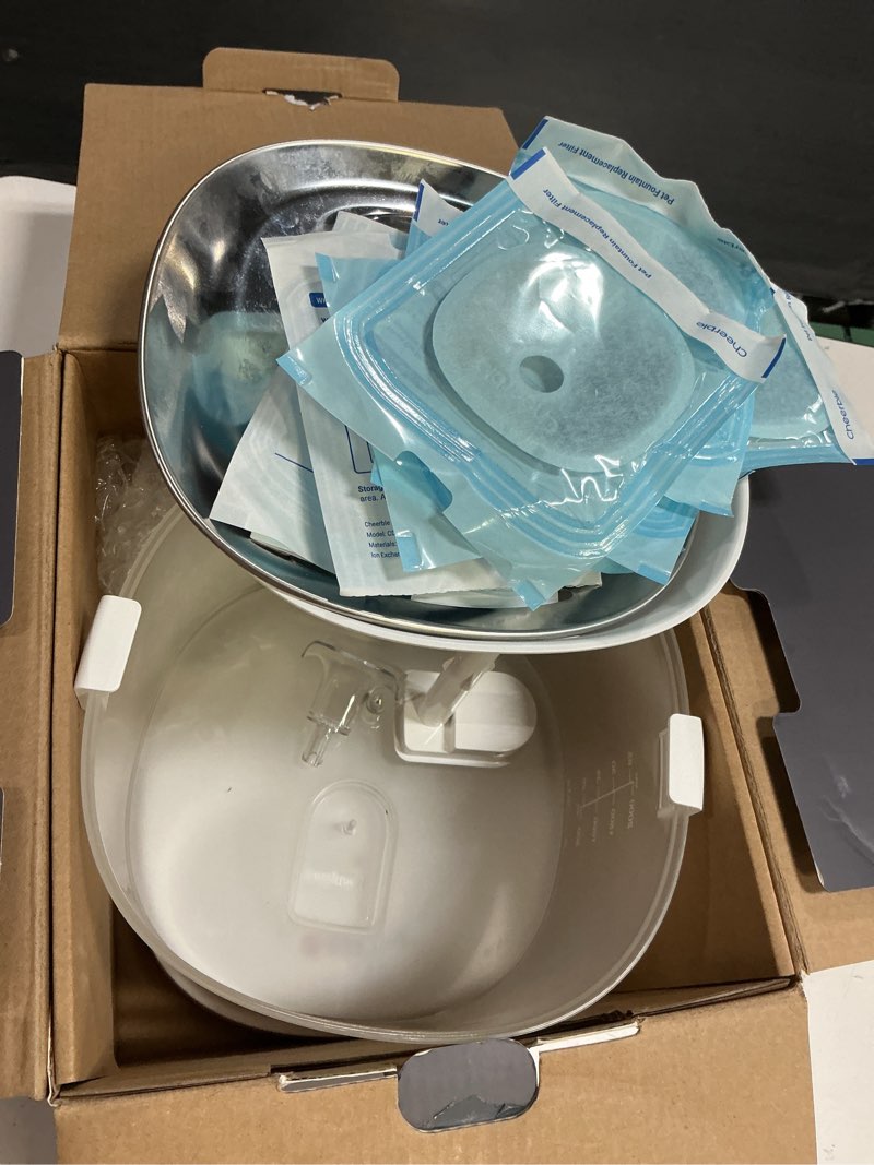Condition photo showing Good Condition for cheerble pumpless pet fountain elfin e1+ with 9 extra filters, wireless pet fountain battery operated, 2l/67oz e1+ automatic water dispenser cats & dogs magdrive™ technology no cleaning hassle white cordless | 9 filters