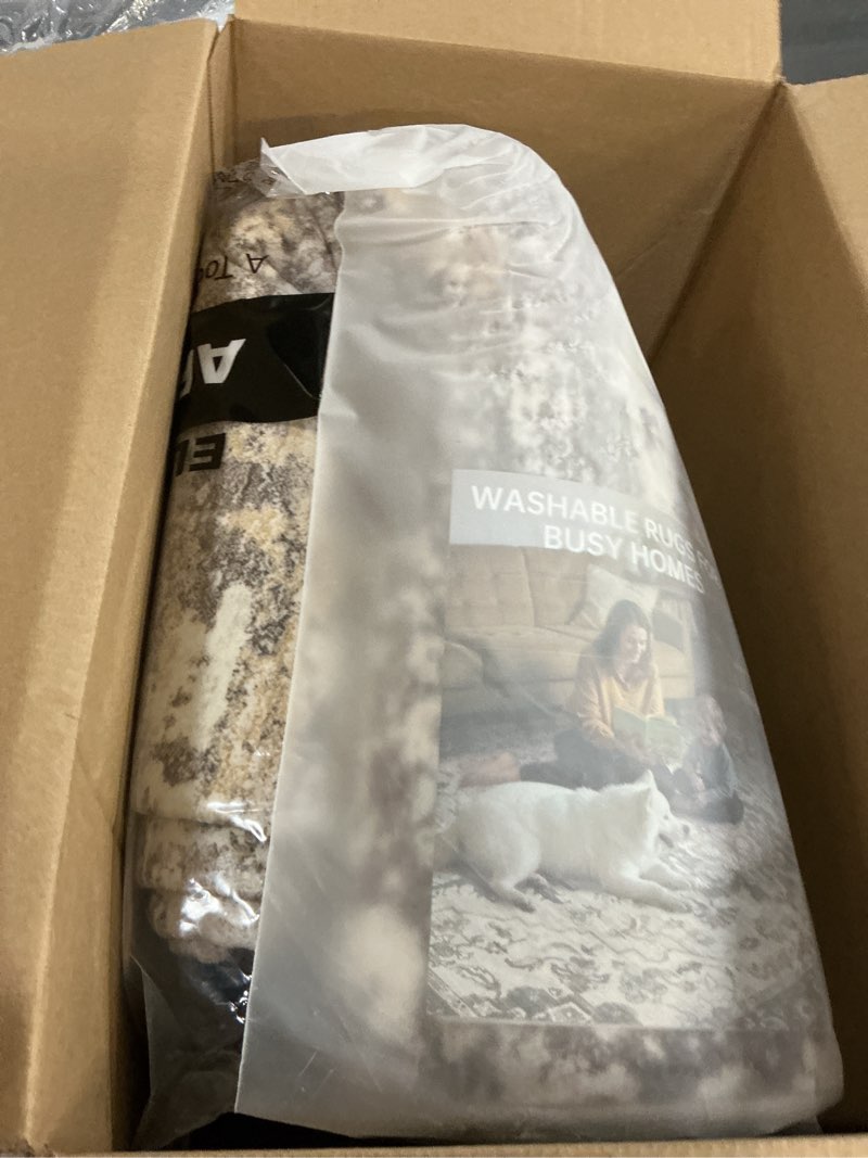 Condition photo showing Good Condition for Area Rugs for Living Room: 6x9 Abstract Washable Rug Modern Neutral Large Soft Stain Resistant Non-Slip Backing Machine Table for Bedroom Dining Room Indoor Home Office Carpet - Gold Brown Gold Brown 6' x 9' (Rectangular)