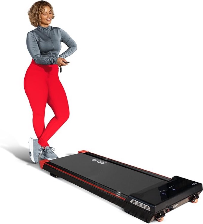 REVO Walking Pad Treadmill for Home | Longer & Wider Running Area for People of Any Height | LED Display Tracks Calories, Steps, Distance, and Time | Ultra Quiet with 0.5-4mph Speed Range