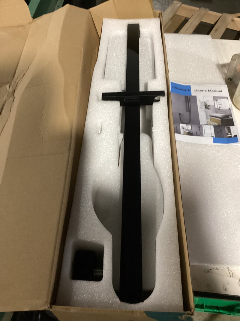 Condition photo showing Good Condition for solid brass hand shower with slide bar, shower slide bar 28-inch with adjustable square handheld shower head for bathroom wall mount,59 in stainless steel hose, matte black, rcs95001