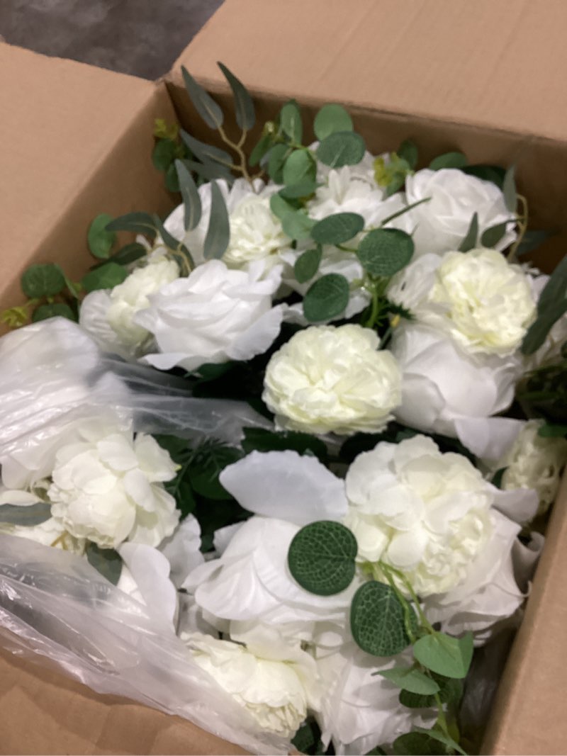 Condition photo showing Good Condition for nuptio large flower centerpieces for tables: 17.7 inch diameter white artificial flower ball arrangement for wedding party centerpiece - 2 pcs fake floral rose for bridal shower decorations 17.7" diam - 2 pcs white