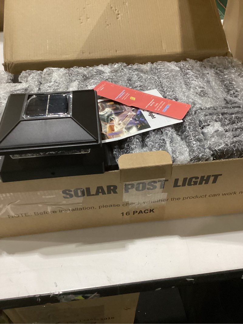 VOLISUN 4x4 Solar Fence - Post Cap Lights 16pack Outdoor Waterproof, Black Deck Post Cap Light with 