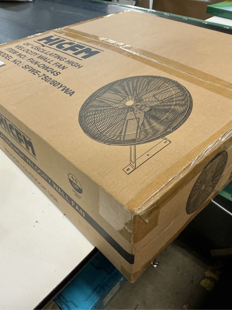 Condition photo showing New/Like New for hicfm 24" oscillating wall fan, 8900 cfm high velocity industrial wall mounted heavy duty shop fans with 3 speed settings 80° oscillation for outdoor commercial garage warehouse workshops factory