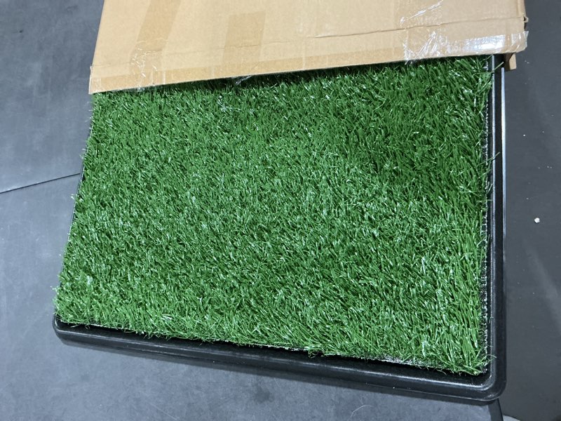 Condition photo showing Good Condition for Artificial Grass Puppy Pee Pad for Dogs and Small Pets - 20x30 Inch, Reusable 3-Layer Turf Pads for Dogs with Tray - Indoor and Outdoor Fake Grass Potty Pet Supplies by PETMAKER