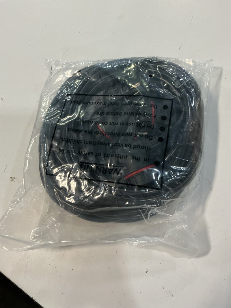 Condition photo showing New/Like New for 50ft black outdoor extension cord, evenly spaced 6 outlets plugs with waterproof cover, 16/3 sjtw weatherproof multiple outlets wire for holiday light and halloween christmas decoration, etl listed 50ft 6 outlets black