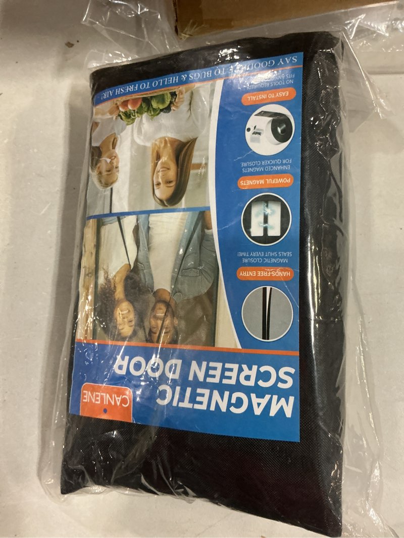 Condition photo showing New/Like New for premium magnetic screen door, heavy-duty reinforced mesh, ultra-dense weave, smooth auto-close, pets & kids – hands-free, no-gap seal black/premium ultra-dense mesh screen 34"x82"