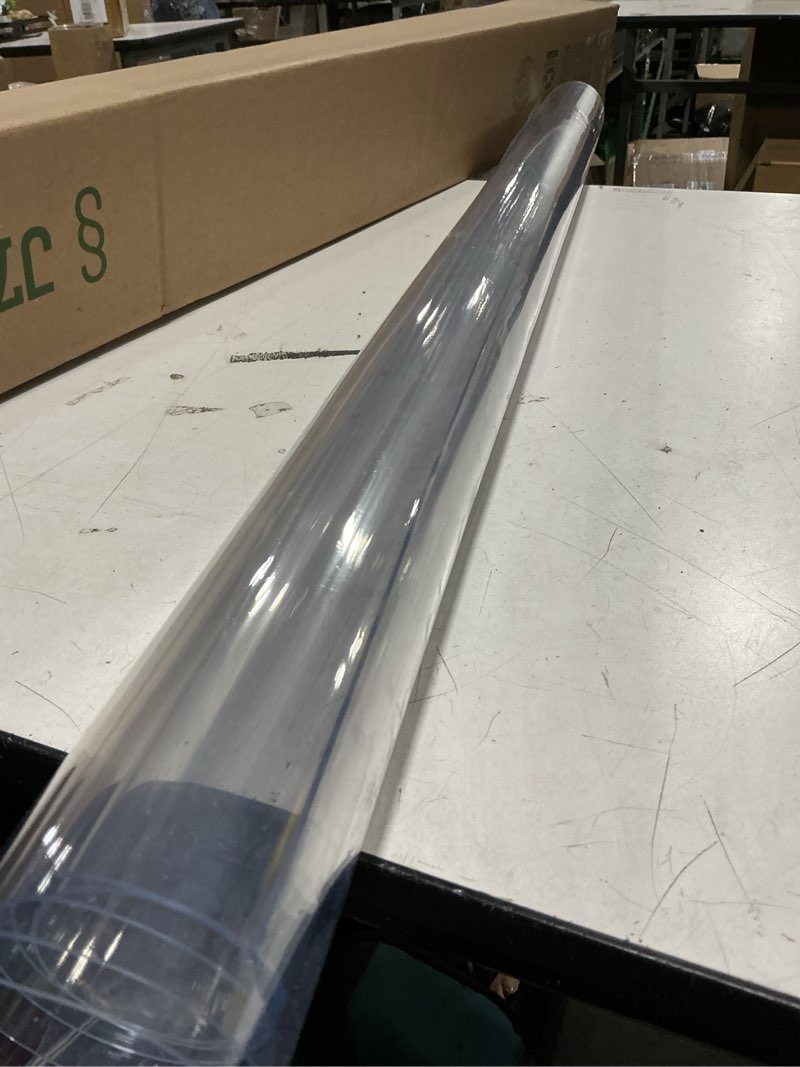 Condition photo showing Good Condition for lovepads clear table cover protector 40 x 40 inch, 1.5mm thick plastic table cover, table protector for dining room table, waterproof vinyl tablecloth table pad mat for kitchen, dresser, writing desk 40" x 40" (square) clear 1.5mm