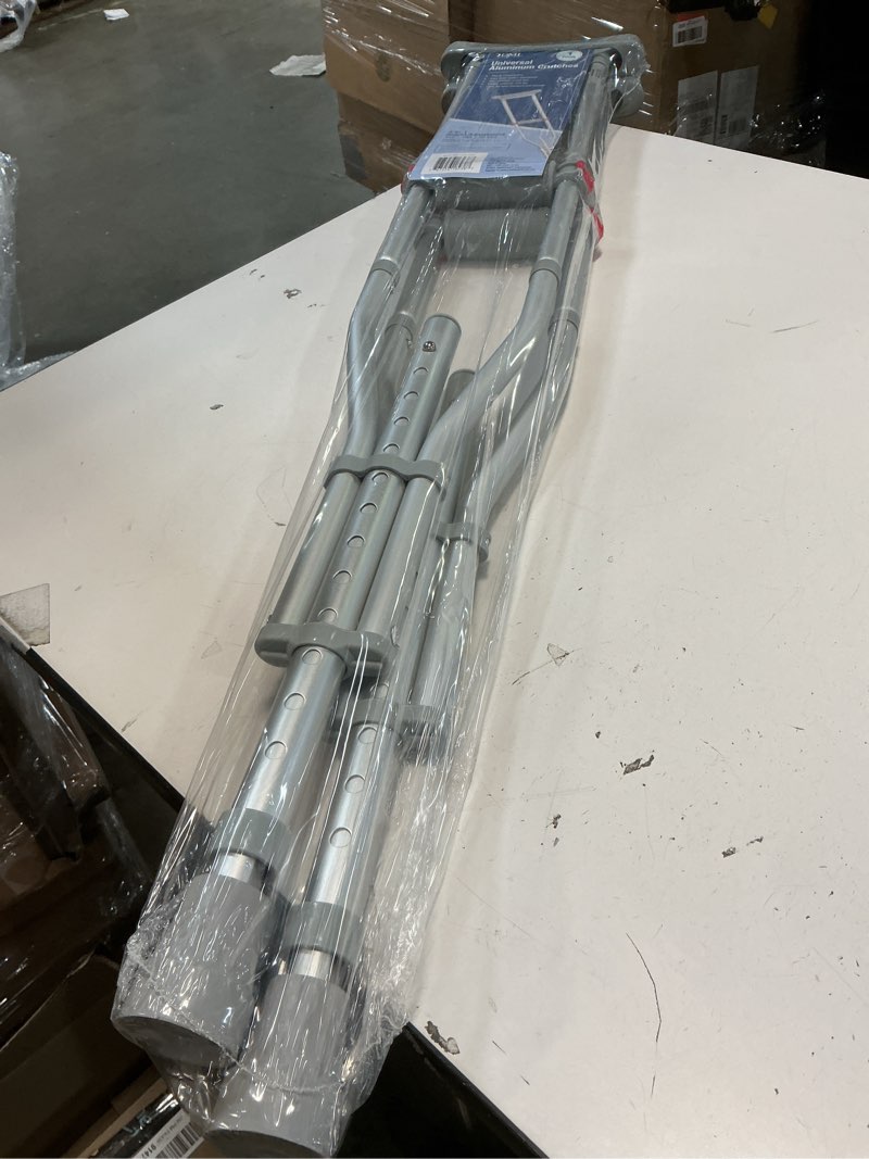 Condition photo showing New/Like New for DMI Universal Aluminum Crutches - Adjustable Underarm Walking Aid for Adults, Shorter to Tall (4'6"-6'6"), Push-Button Height Adjustment, 300 lbs Capacity, Slip-Resistant Tips, 1 Pair