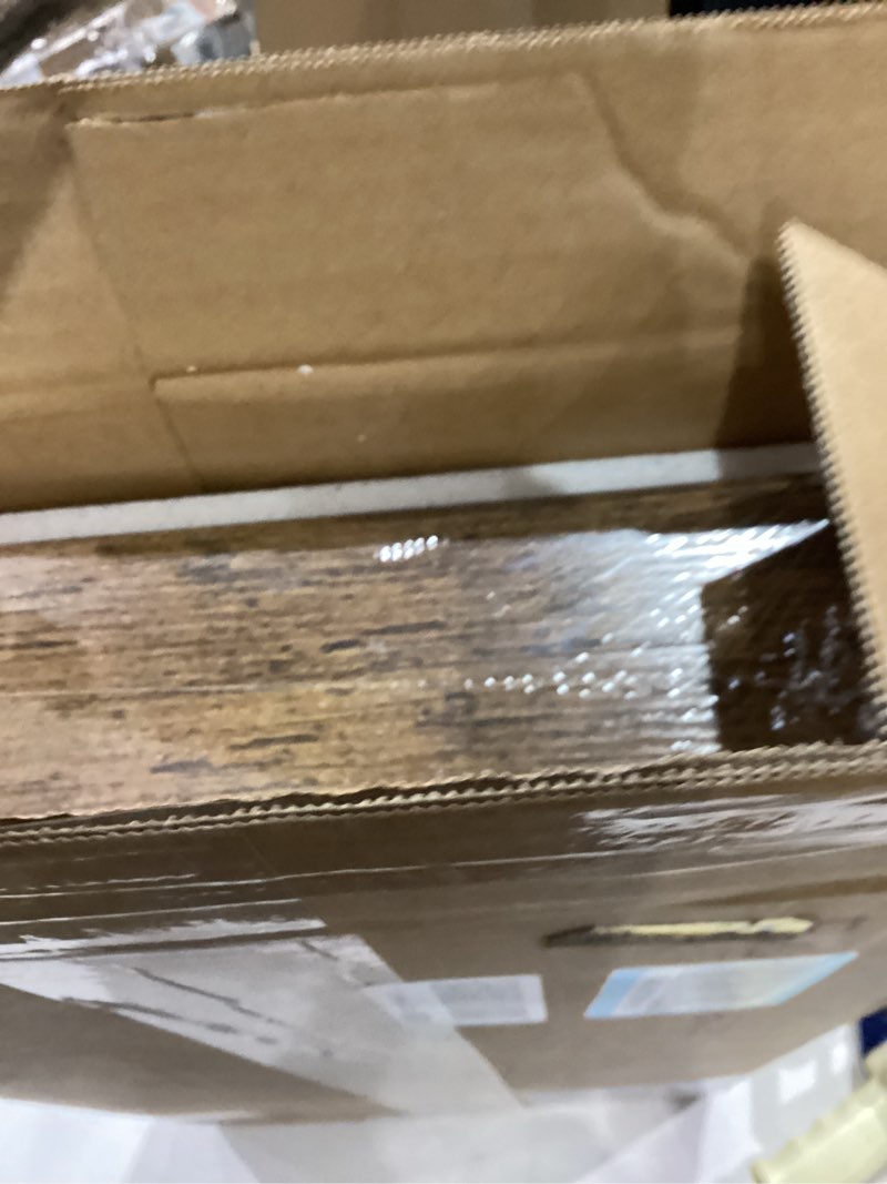 Condition photo showing New/Like New for Rustic Brown 24 Inch Floating Shelves for Wall, Wooden 12 Inch Deep Floating Shelves Set of 2, Wall Shelves for Bathroom over Toilet, Live Edge Display Shelf with Invisible Brackets for Home Decor Rustic Brown Deep Floating Shelves 23.6 in W x 11.6 in D x 1.5 in H