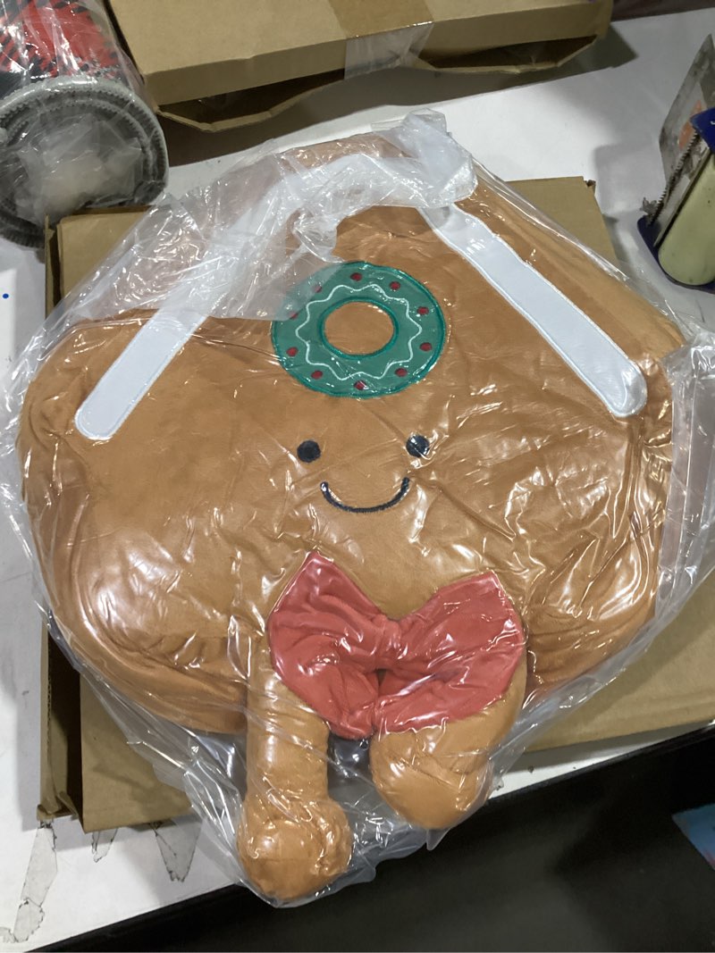 Condition photo showing New/Like New for WDS WONDROUS Christmas Gingerbread House Pillow Decor - Velvet Gingerbread House Shaped, Brown Holiday Pillow with Applique for Couch Sofa Bedroom Home Decor Brown & White set of 1