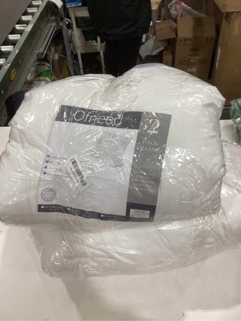 Condition photo showing As Is for King Size Pillows Set of 2 Down Alternative – Soft & Fluffy King Pillows 2 Pack with Soft & Brushed Cover, Hotel Pillows for Bed, Perfect Bed Pillows for Side and Back Sleepers, Size 20"x36" King Microfiber Cover