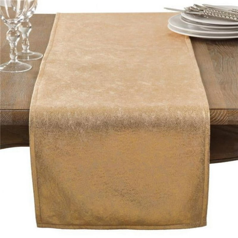 SARO LIFESTYLE Shimmering Evening Event Table Runner, 15” x 72” Gold