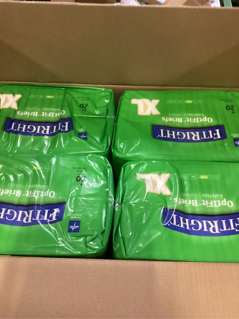 Condition photo showing New/Like New for FitRight Adult Diapers, Extra Heavy Absorbency, XL (Waist Size 56in-64in), 80 Count, OptiFit Incontinence Briefs for Men and Women, Disposable, Moisture Wicking, Leak Protection, 80 Count X-Large