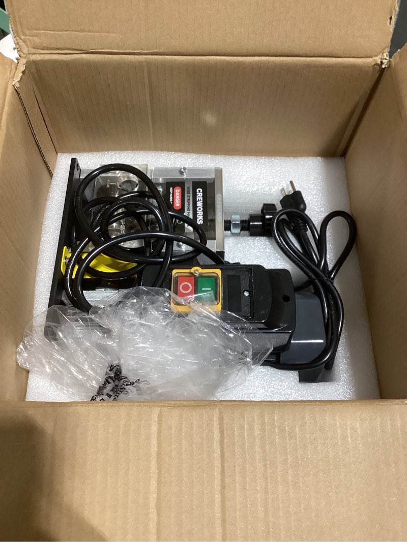 Condition photo showing Good Condition for creworks 180w motor automatic wire stripper machine, 5 blade electric wire stripping machine for 0.06"-1.18" (1.5-30 mm) scrap wire with 2 feed plates foot pedal switch sharpening rod