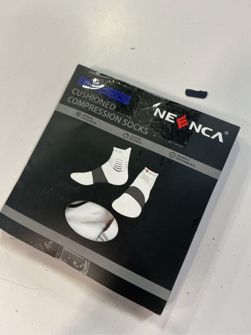 Condition photo showing New/Like New for neenca medical compression socks for women & men circulation—2 pairs, ankle compression stockings for pain relief, plantar fasciitis, swelling, running, nurses, travel, pregnancy, flying. 20-30 mmhg small white - 2 pairs