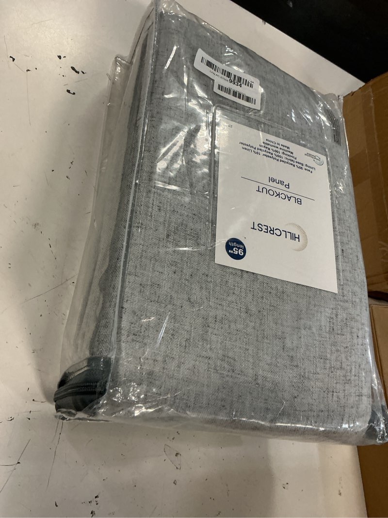Condition photo showing New/Like New for hillcrest 8ft linen blend full blackout pinch pleat window curtains 95 inches for living room bedroom thermal insulated drapes back tab with hooks 2 panels light gray 40" w x 95" l 40"w x 95"l (pack of 2) light gray