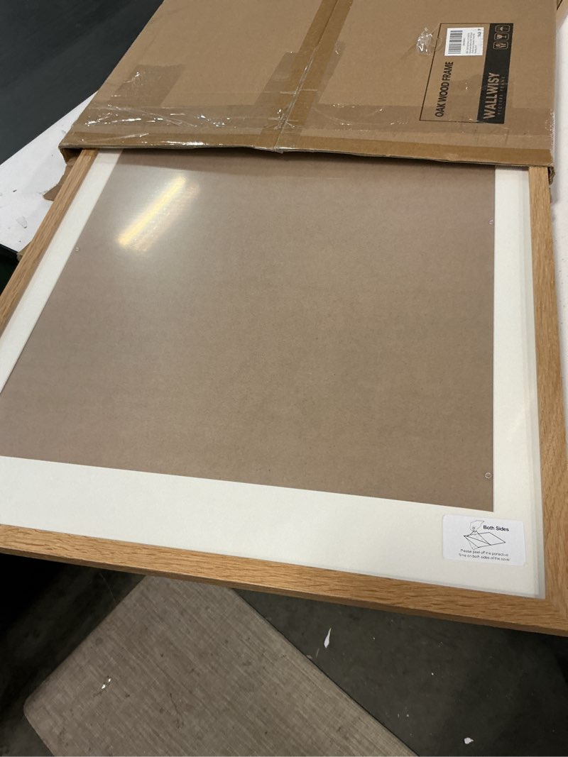 Condition photo showing Good Condition for 18x24 poster frame, solid oak 18x24 poster frames matted to 16x20, 24x18 natural wooden frame horizontal or vertical wall mounting, set of 1 18x24 in - 1p natural oak