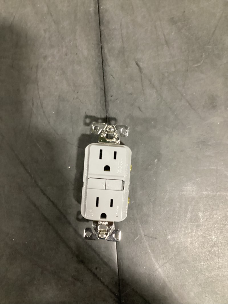 Condition photo showing Good Condition for eaton 15-amp 125-volt tamper resistant weather resistant gfci residential decorator outlet, gray
