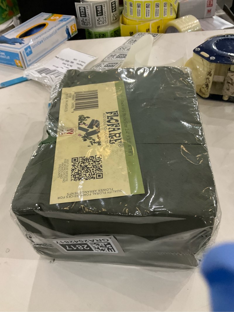 Condition photo showing As Is for Pack of 6 Dry and Wet Floral Foam Blocks for Fresh and Artificial Flowers, Each (7.8” L x 3.5” W x 2.4” H), for Wedding, Birthdays, Home, Office, and Garden Decorations