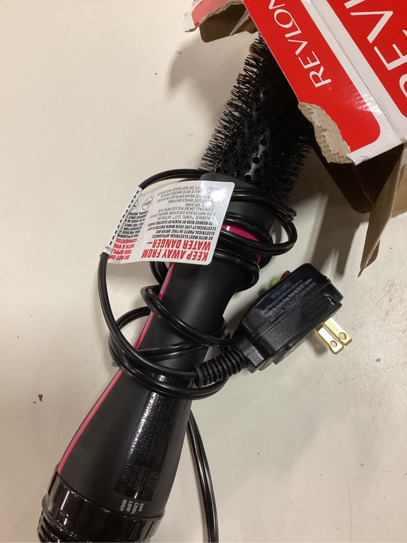 Condition photo showing As Is for revlon one-step hair dryer and styler - root booster round brush for styling, dryer brush for fast and easy salon-quality blowout, more shine and less frizz (1-1/2 in) 1 count (pack of 1)
