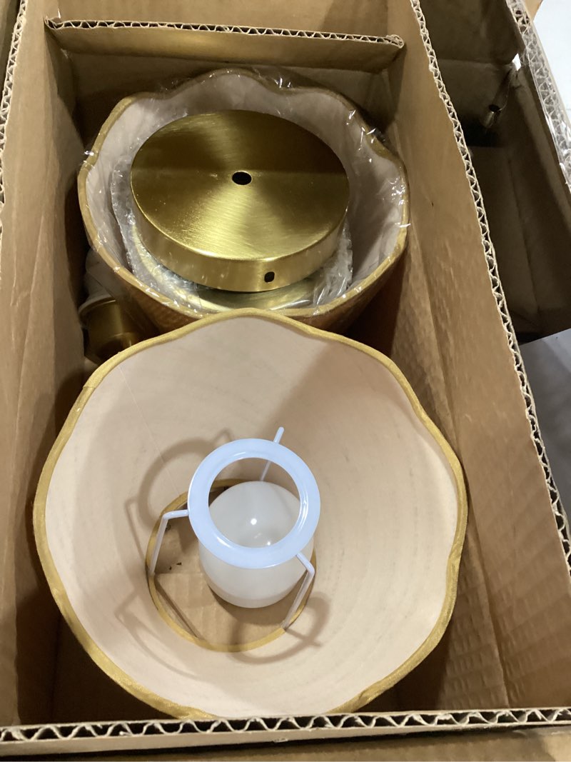 Condition photo showing Good Condition for adisun battery operated wall sconce set of 2, gold wall lamps rechargeable bulbs for living room, rattan shade wireless wall lights for bedroom living room hallway kitchen(2 bulbs included) gold, 20inch