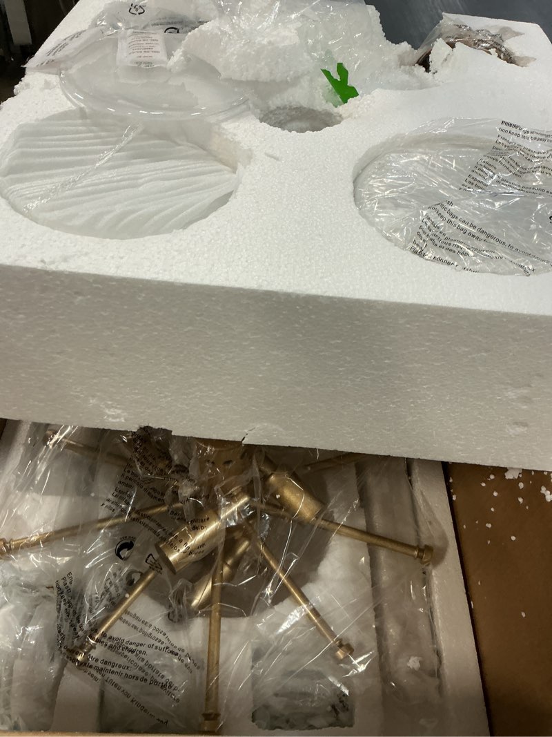 Condition photo showing As Is for gold chandelier for bathroom alabaster dining room light fixture modern glass chandeliers for bedroom living room kitchen entryway stairway and foyer?vintage capiz? gold alabaster capiz shell chandelier