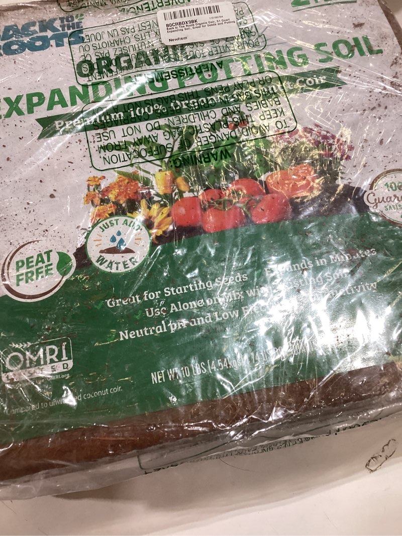 Condition photo showing Good Condition for back to the roots organic coir, 51 quart expanding soil, great for seeds and potting