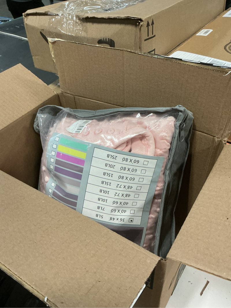 Condition photo showing Good Condition for ALANSMA Reversible Weighted Blanket for All Season, Luxury Velvet, Warm and Cool, Adult Kids 5Lb Weighted Blanket, Enjoy Sleeping Anywhere(Pink,36"x48" 5lbs) Pink 36''x48'' 5lbs
